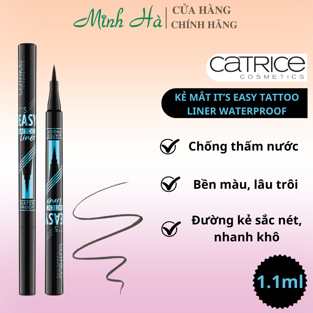 Bút dạ kẻ mắt Catrice It’s Easy Tattoo Liner Waterproof 010 Black 1.1ml nhỏ gọn chống nước chống trôi