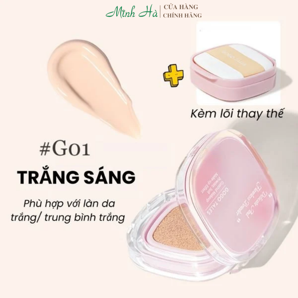 Phấn nước GOGO TALES Small Square Box Lightweight Air Cushion (Kèm Lõi) 13g x 2 che phủ hiệu quả kiềm dầu tốt