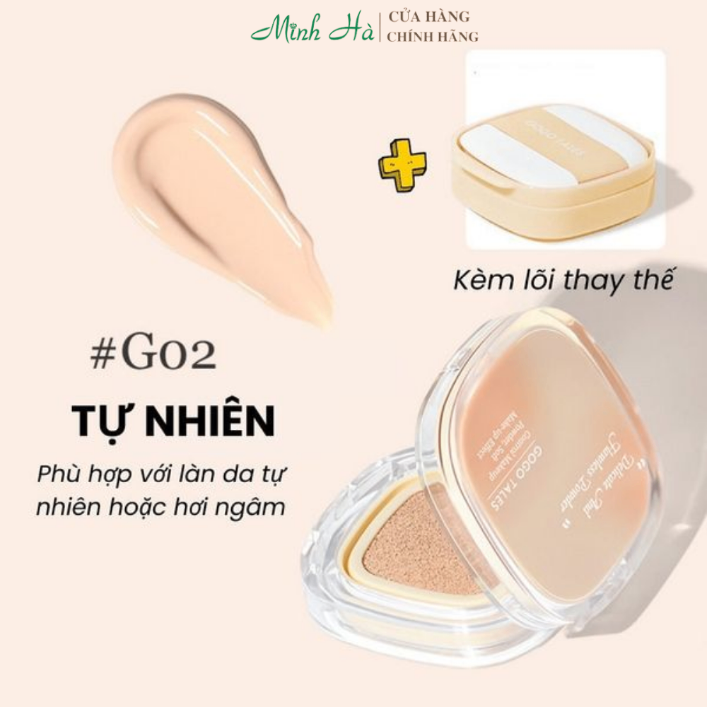 Phấn nước GOGO TALES Small Square Box Lightweight Air Cushion (Kèm Lõi) 13g x 2 che phủ hiệu quả kiềm dầu tốt