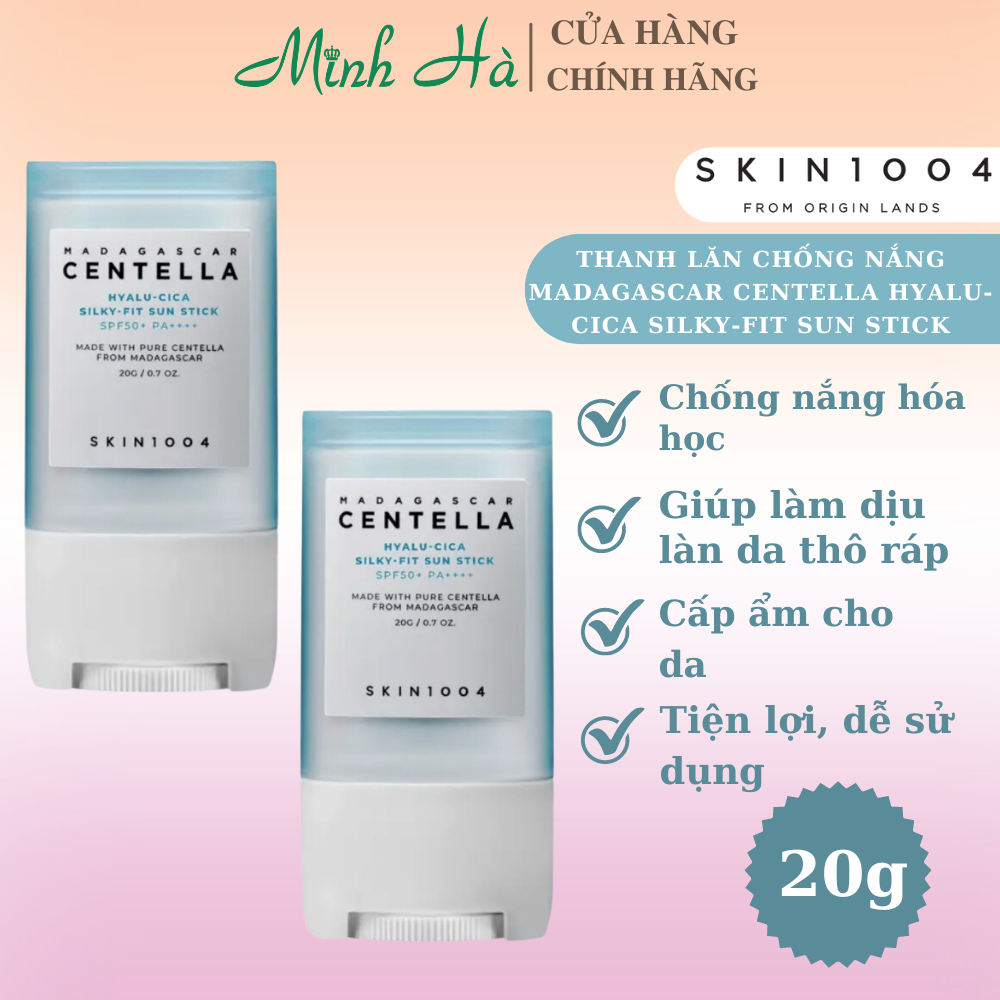 Thanh lăn chống nắng Skin1004 Madagascar Centella Hyalu-Cica Silky-Fit Sun Stick 20g mỏng nhẹ ẩm mượt