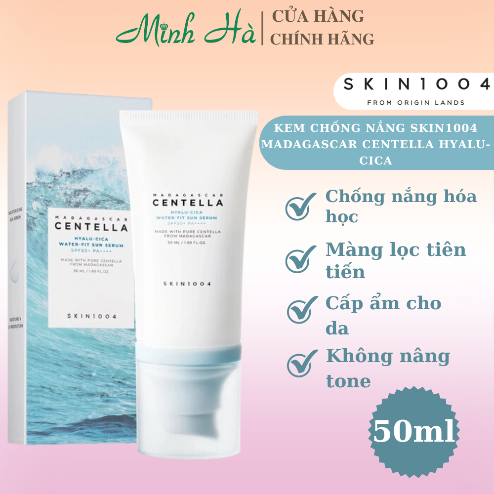 Kem chống nắng dưỡng ẩm Skin1004 Madagascar Centella Hyalu-Cica 50ml làm dịu da nhạy cảm ẩm mượt căng mọng