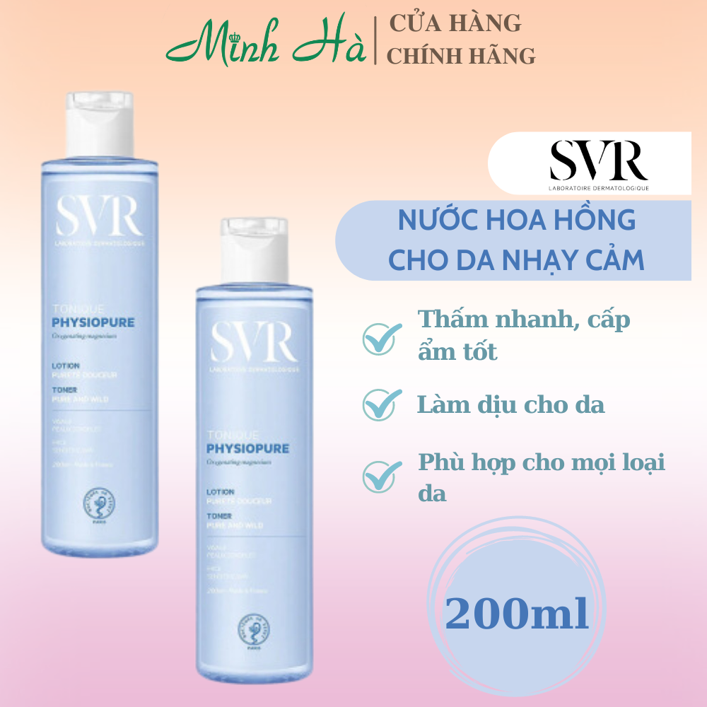 Nước hoa hồng SVR Physiopure Tonique dành cho da nhạy cảm (xanh dương) 200ml cấp ẩm làm dịu da