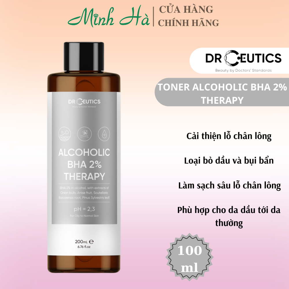 Toner Drceutics Alcoholic BHA 2% Therapy/Aqualic BHA 2% Herbal 100ml dưỡng ẩm, phục hồi giúp da mềm mịn