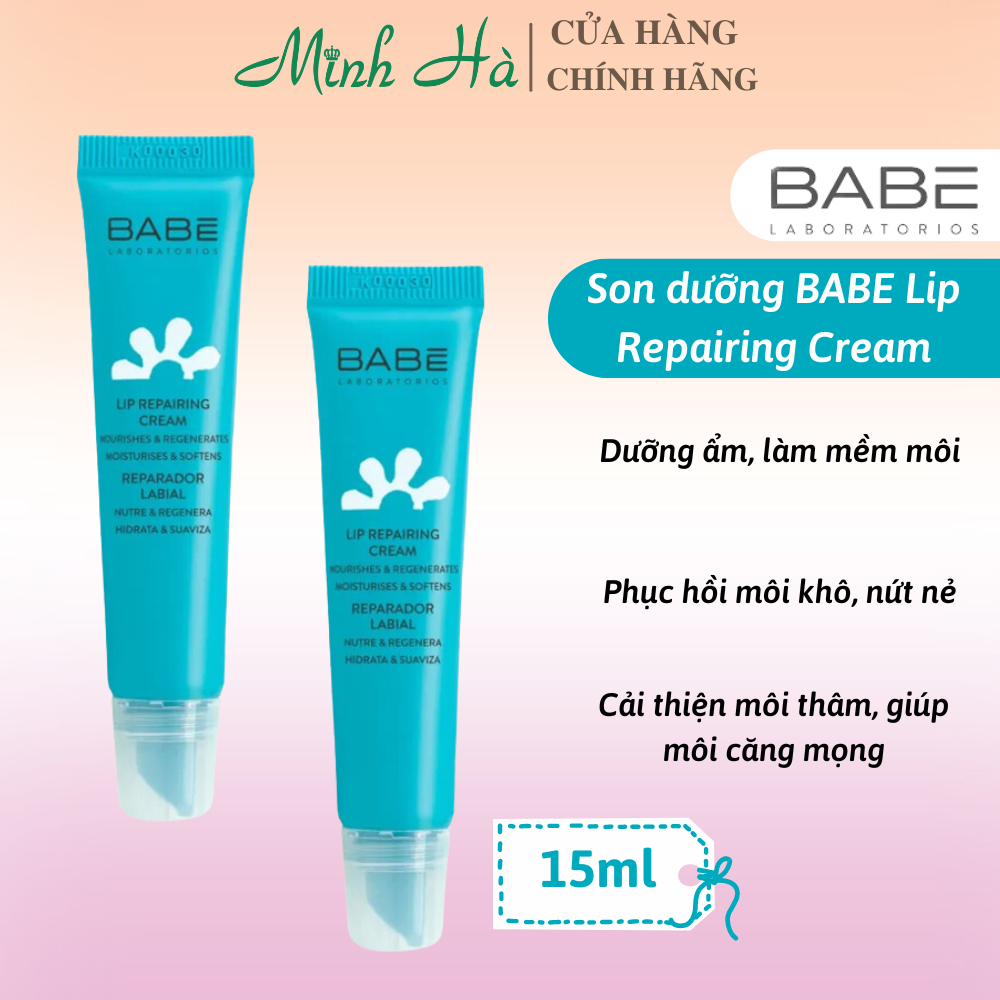 Son dưỡng BABE Lip Repairing Cream 15ml dưỡng ẩm, phục hồi, giúp môi căng mọng