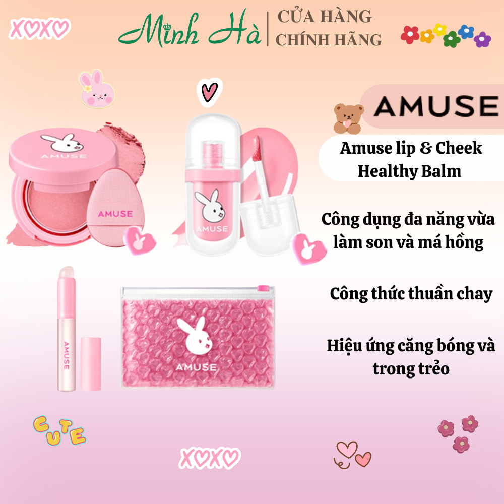 Set son và má hồng Amuse Bunny Tongue Limited thêm vẻ hồng hào rực rỡ cho khuôn mặt