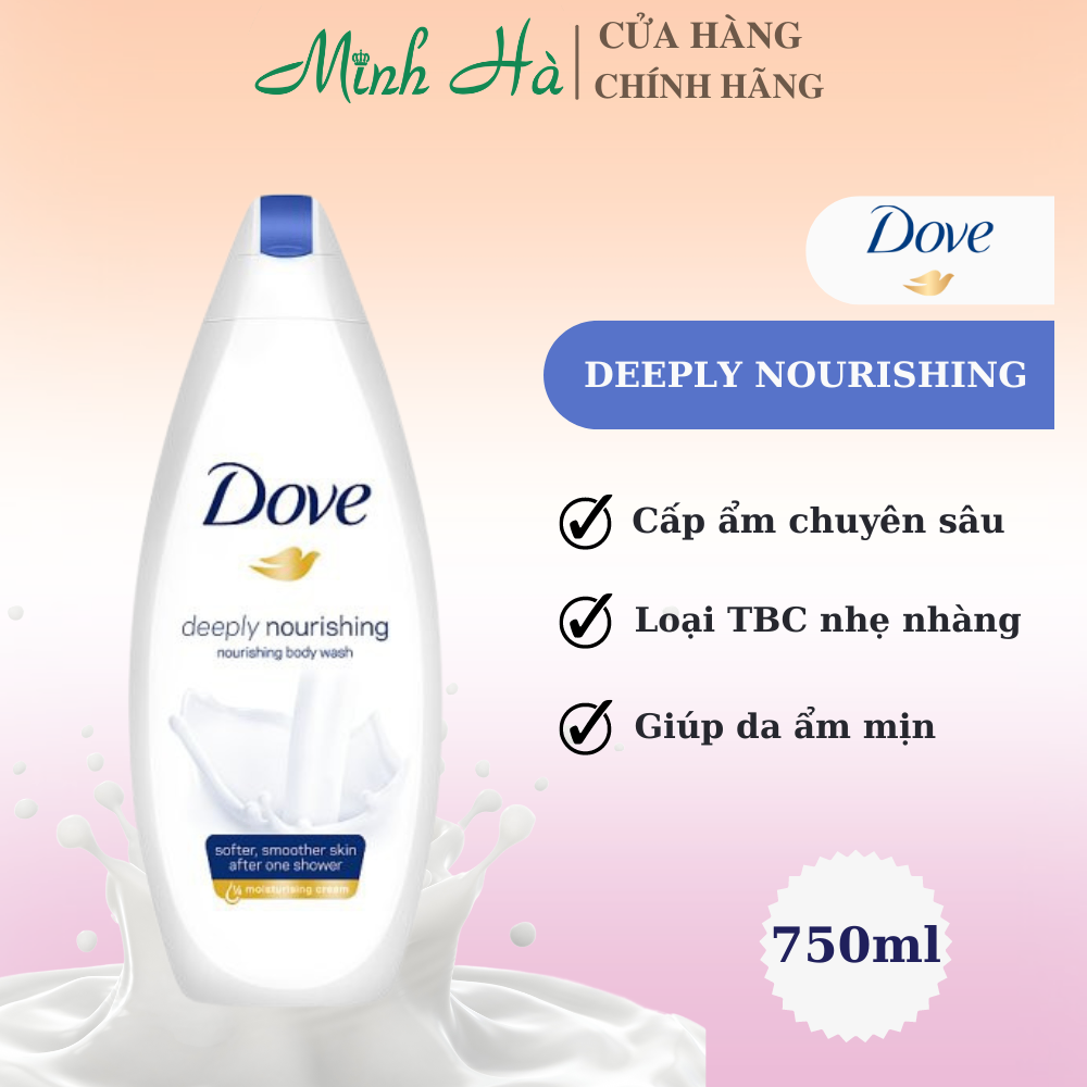 Sữa tắm dove 500ml giúp làm sạch, dưỡng ẩm và nuôi dưỡng làn da từ bên trong thích hợp cho mọi loại da