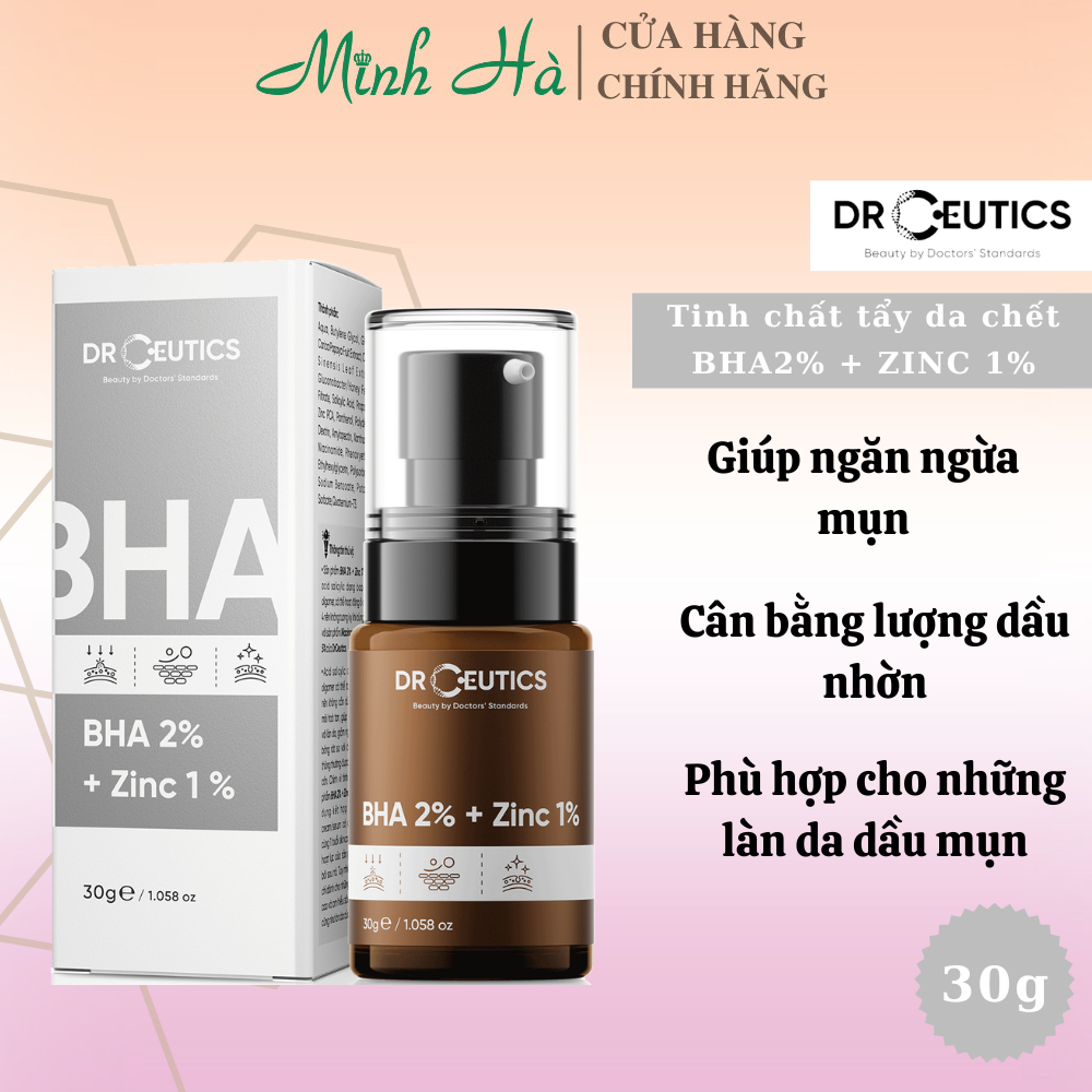Serum Drceutics BHA 2% + ZinC 1% 30/100ml giúp giảm mụn và phục hồi da sau mụn