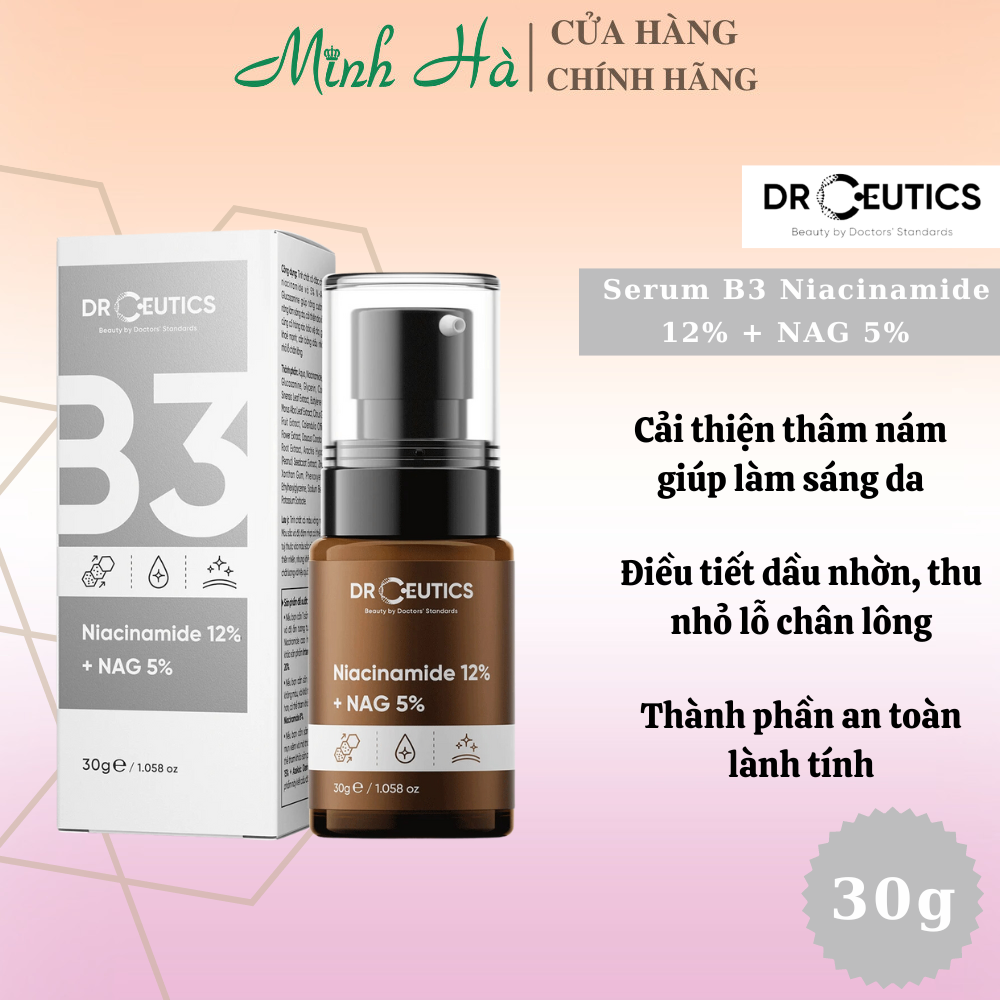 Serum Drceutics Niacinamide 12% + NAG 5% 30/100ml giúp sáng da, kiềm dầu hiệu quả