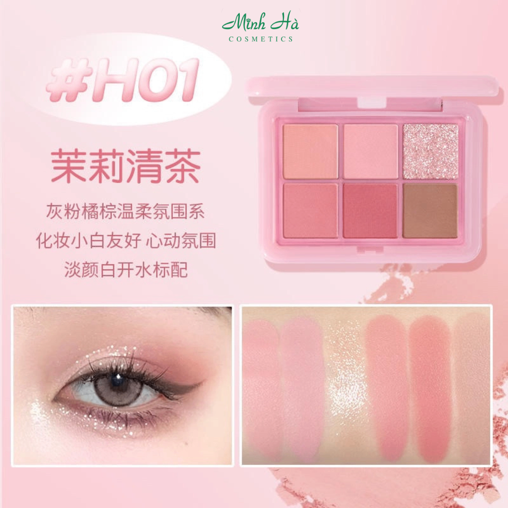 Bảng phấn mắt trang điểm 6 ô Hold Live Cloud Gauze HL708 9g chất phấn mịn mượt, lên màu chuẩn