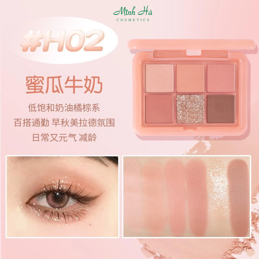 Bảng phấn mắt trang điểm 6 ô Hold Live Cloud Gauze HL708 9g chất phấn mịn mượt, lên màu chuẩn