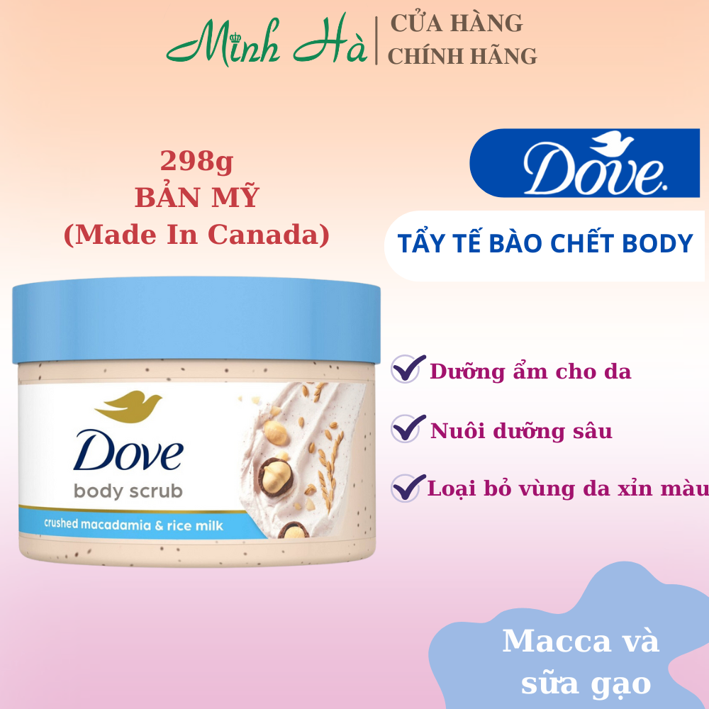 Tẩy da chết Dove các loại 225/298ml giúp dưỡng da mịn màng tươi sáng