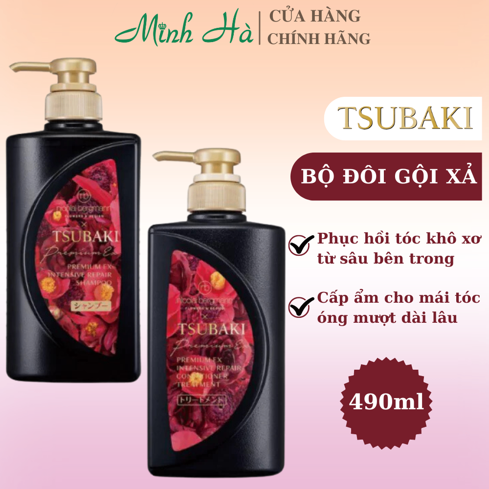 Bộ dầu gội & xả Tsubaki Nicolai Bergmann PREMIUM EX 400ml (màu đen đỏ)