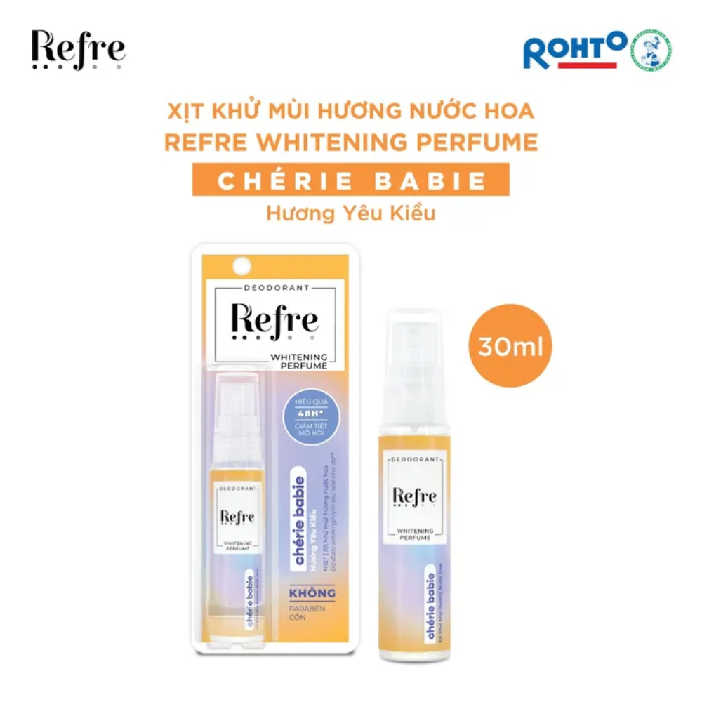Xịt khử mùi hương nước hoa Refre Whitening Perfume 30ml cho bạn thêm phần tự tin thể hiện phong cách riêng