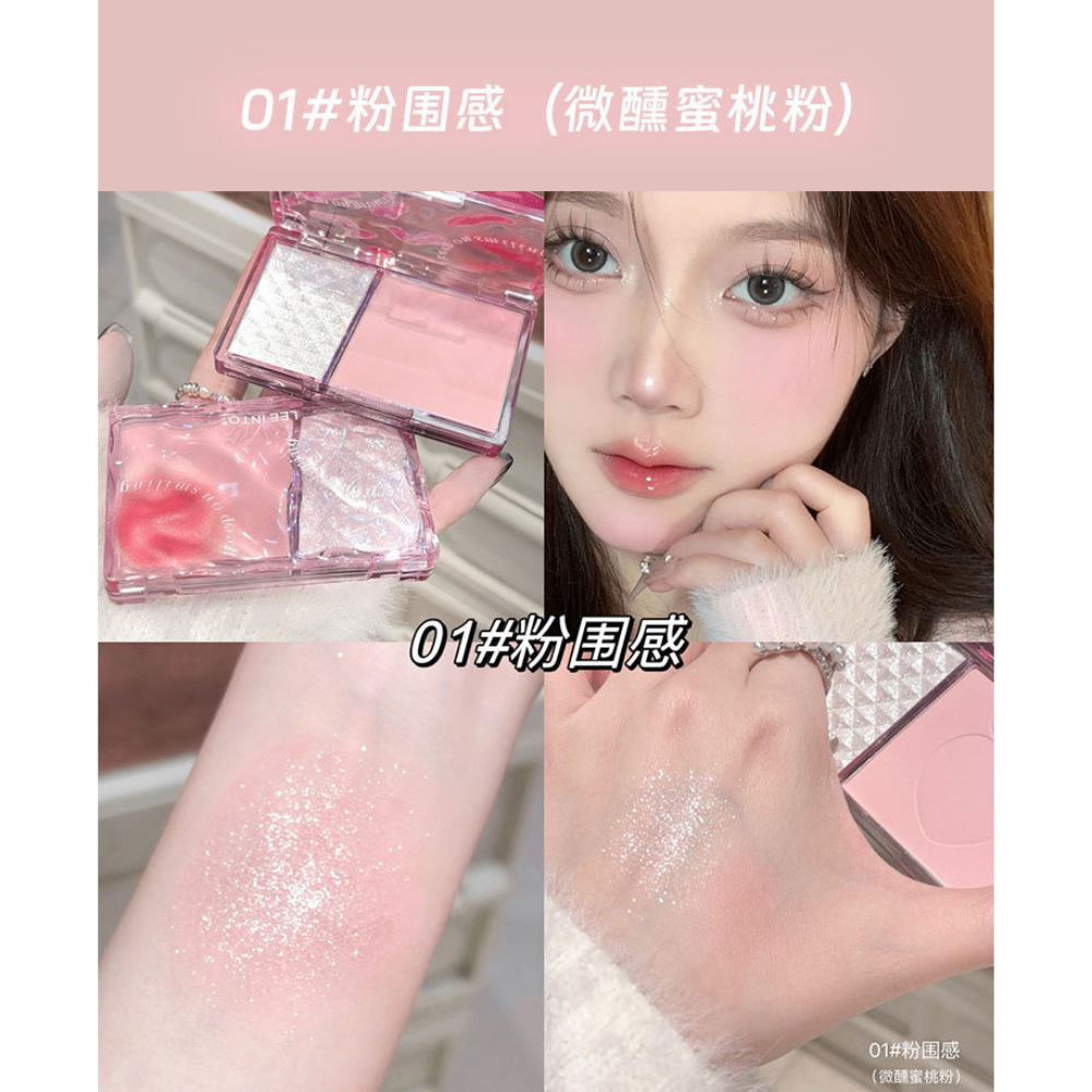 Má hồng Leeinto Light Sweet Vitality Highlight Gloss Blush Tray GL6872 có độ bóng cao chất phấn siêu mịn