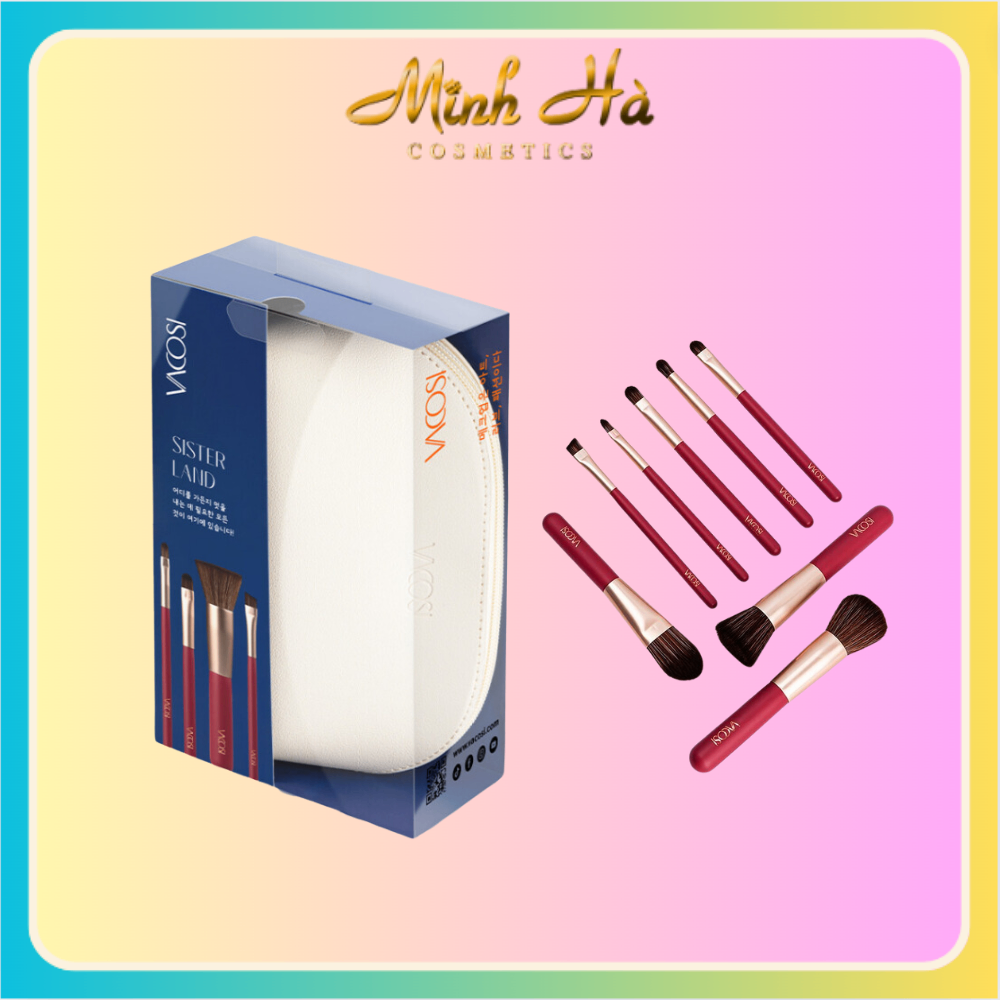 Bộ cọ 8 cây Vacosi (Ví trắng) 20g kích thước nhỏ gọn tiện lợi mang theo khi đi du lịch