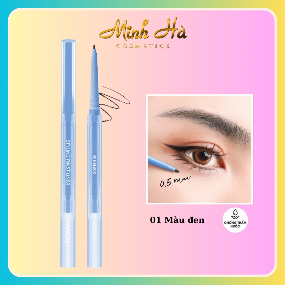 Chì gel kẻ mắt Vacosi Styling Twist Liner VM26 #01 Màu đen mực đậm, lên màu chuẩn