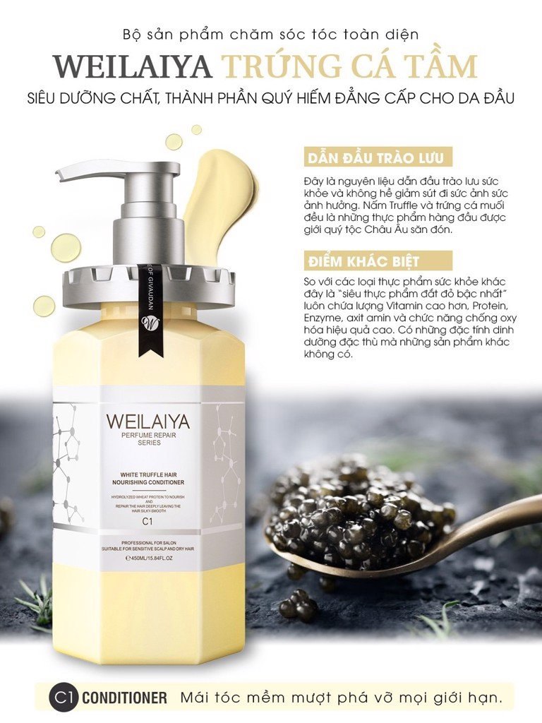 Dầu gội + xả phục hồi nấm TRUFFLE WEILAIYA S1 C1 450ml phục hồi đa tầng chăm sóc tóc