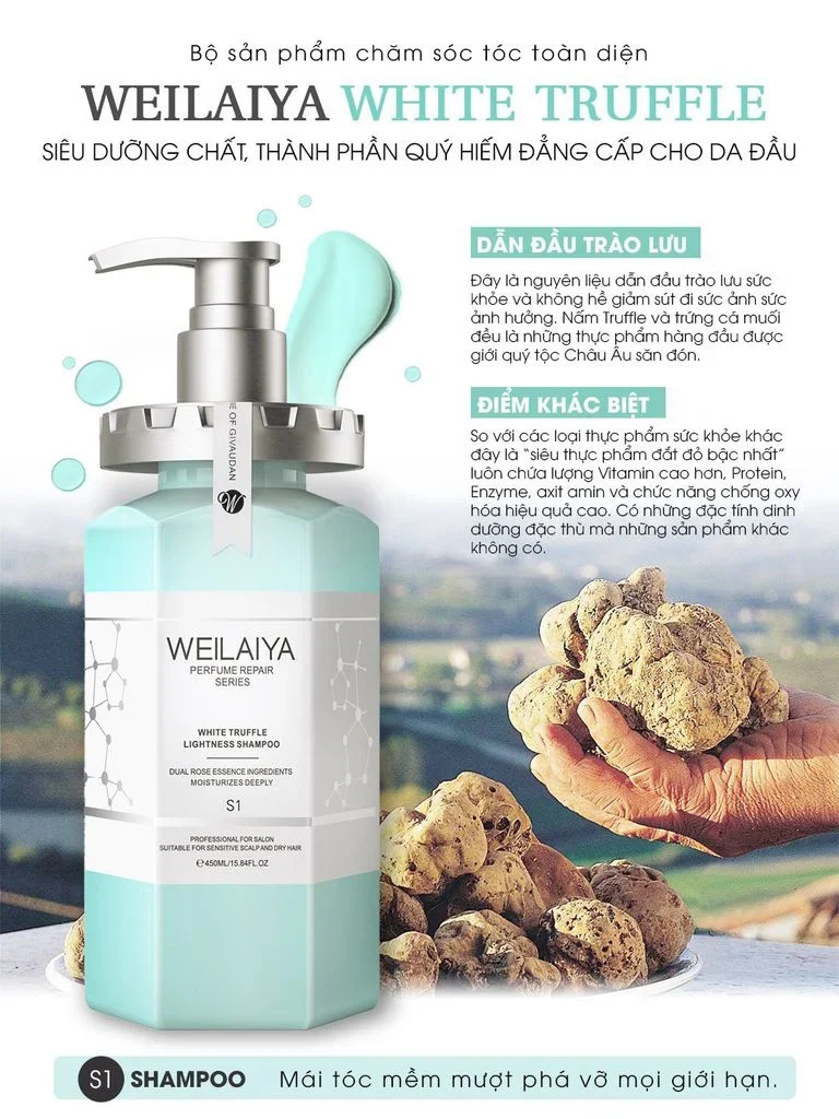 Dầu gội + xả phục hồi nấm TRUFFLE WEILAIYA S1 C1 450ml phục hồi đa tầng chăm sóc tóc