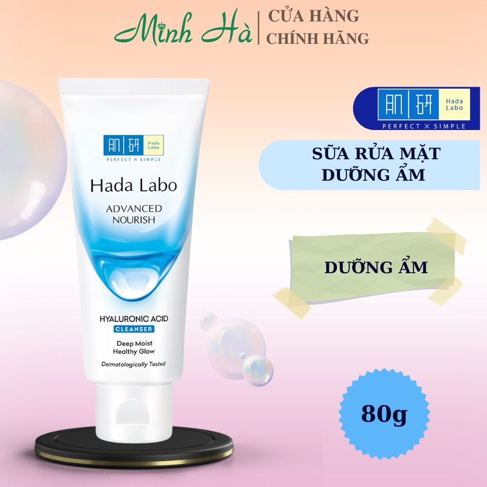 Sữa rửa mặt Hada Labo Cleanser 80g dưỡng ẩm sáng da cải thiện dấu hiệu lão hóa