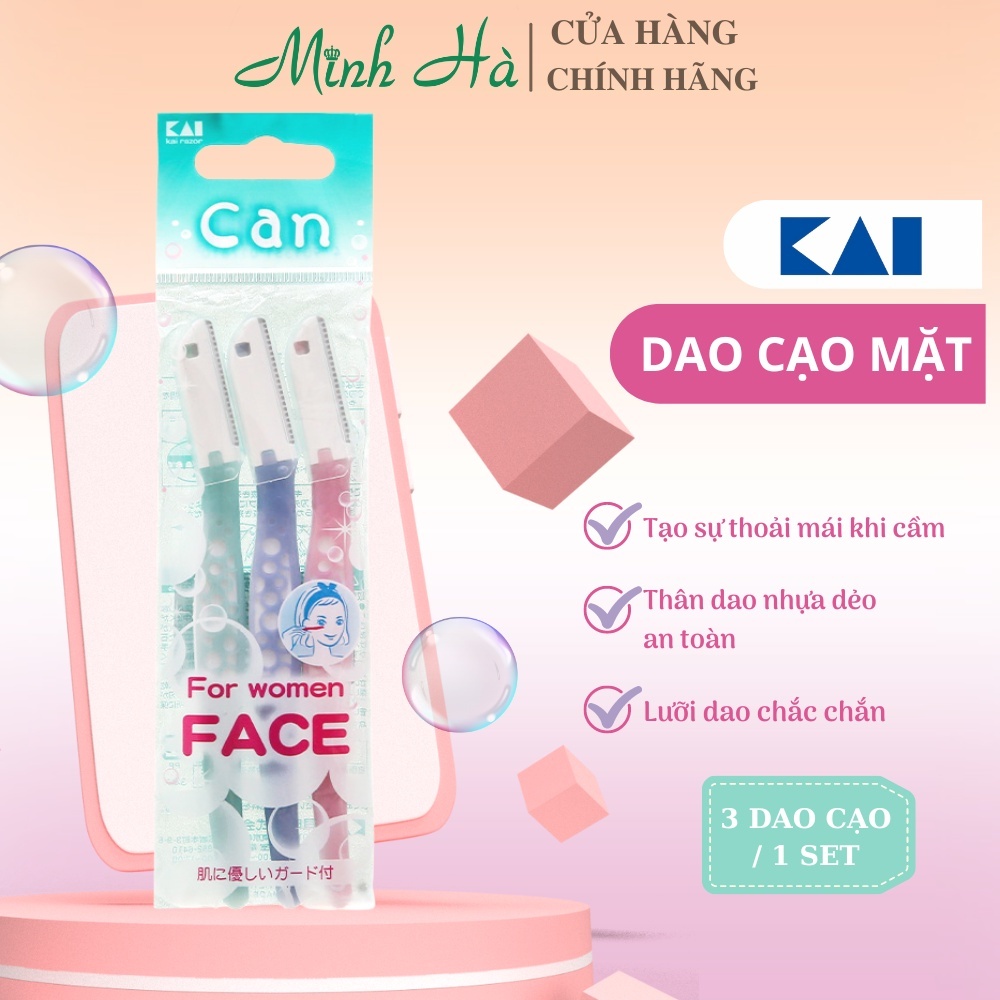 Set 3 cây dao cạo mặt cao cấp KAI Nhật Bản thiết kế nhỏ gọn thoải mái và không vướng víu