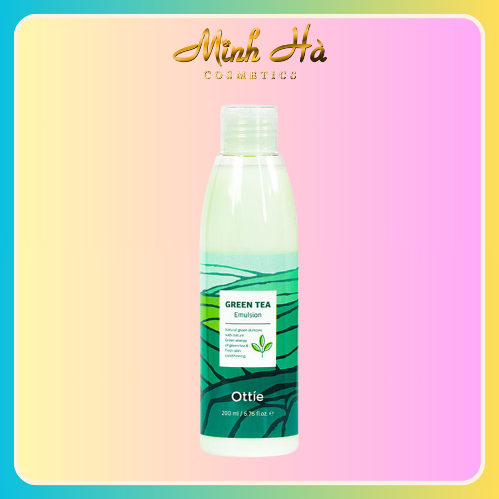 Sữa dưỡng da trà xanh OTTIE Green Tea Elmulsion 200ml hạn chế dầu nhờn hỗ trợ làm trắng da