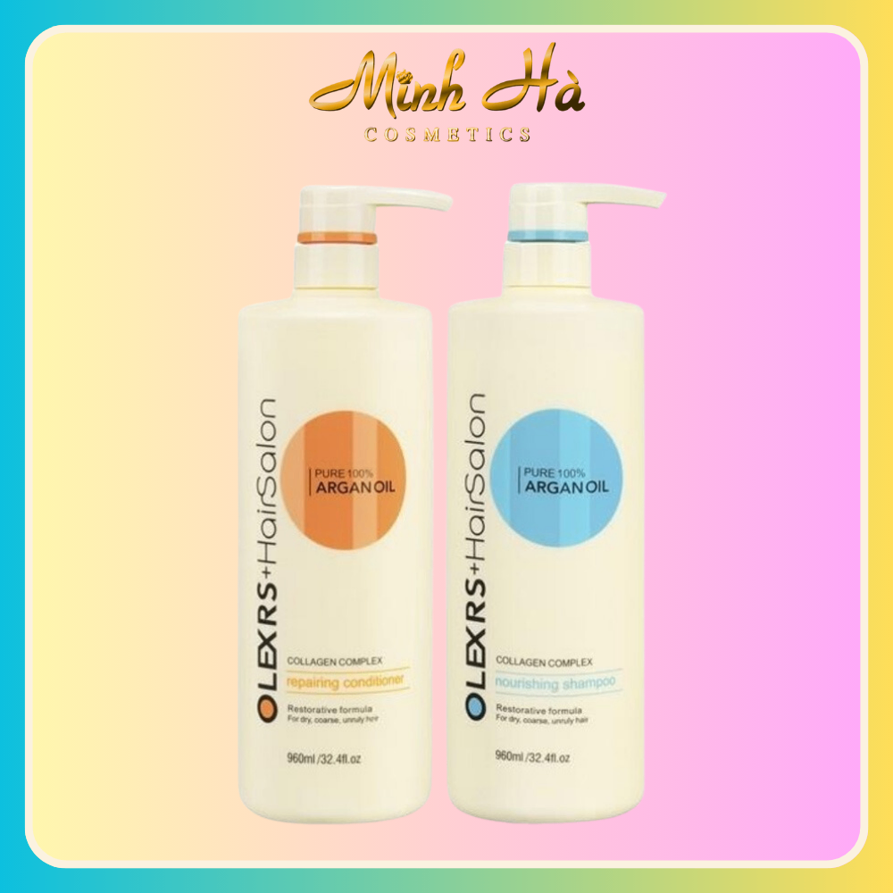 Cặp gội xả Olexrs Hair Salon Argan Oil Collagen Complex 500/960ml hỗ trợ mọc tóc, dưỡng tóc mềm mượt