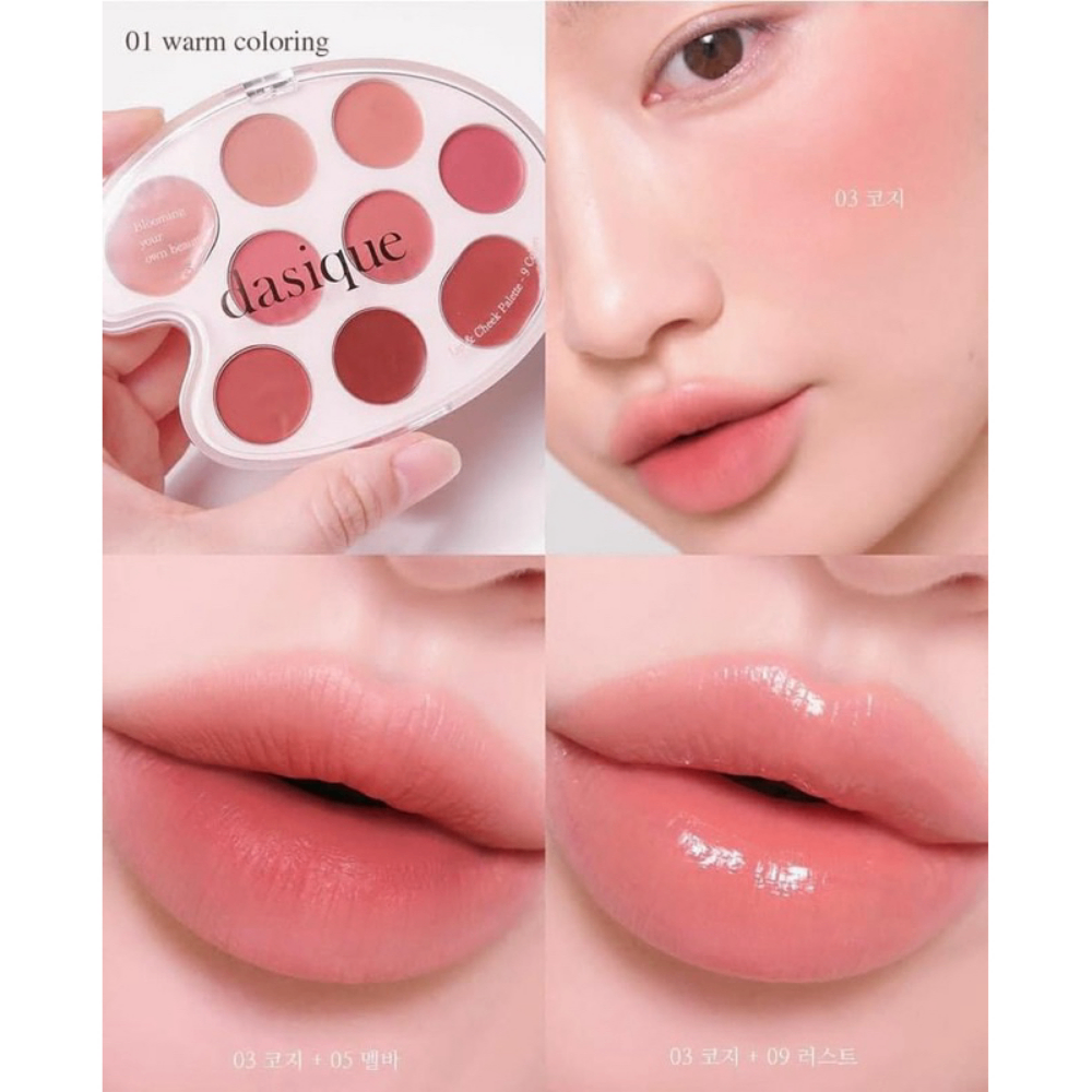 Bảng son và má hồng Dasique Mood Painting Lip & Cheek Palette 2in1 15g thiết kế tiện lợi