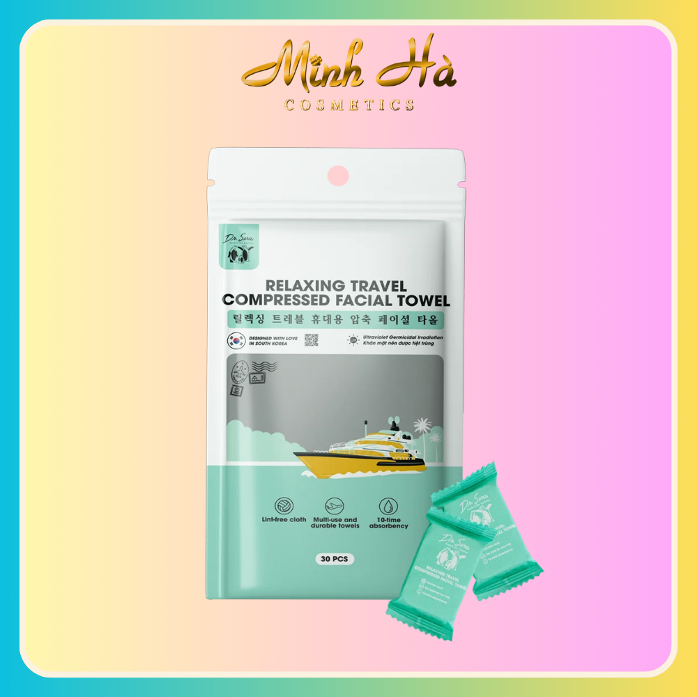 Khăn mặt nén Dr.Sera Relaxing Travel Compressed Facial Towel bịch 30g thư giãn tiệt trùng