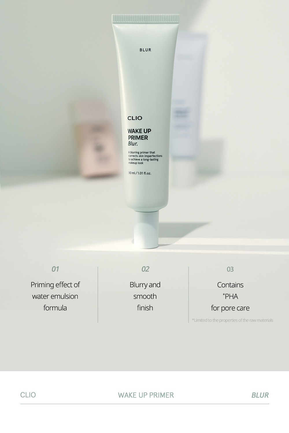 Kem lót Clio Wake Up Primer 3 Types SPF 50+ PA ++++ Moisture/ Blur /Tone up 30/50ml kiềm dầu nâng tone