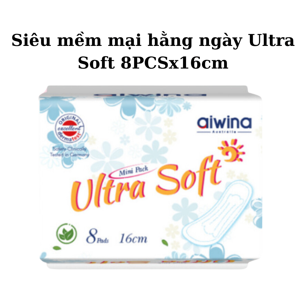 Băng vệ sinh Aiwina (Hương trà) siêu mềm mại hằng ngày Ultra Soft 8PCSx16cm nâng niu làn da