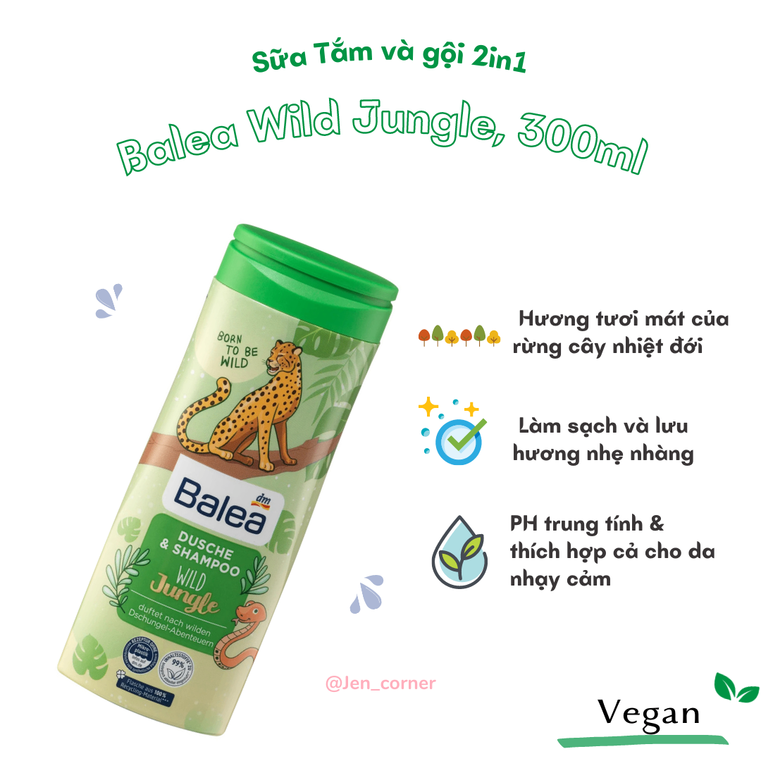 Sữa tắm & gội Balea 300ml cho bé an toàn dịu nhẹ trên da bé