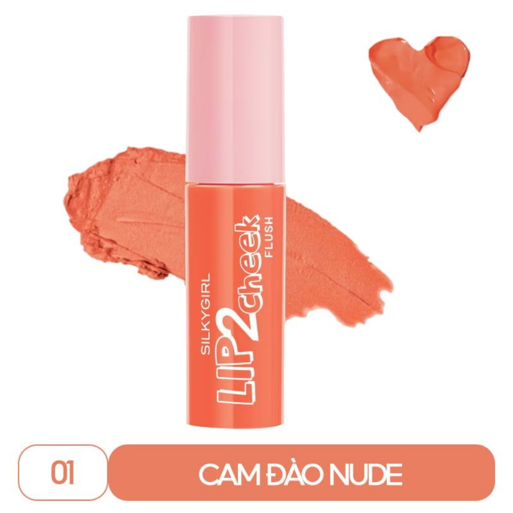 Son kem lì 2In1 Silkygirl Lip 2 Cheek Flush 3.8ml mềm mịn lâu trôi Thái Lan