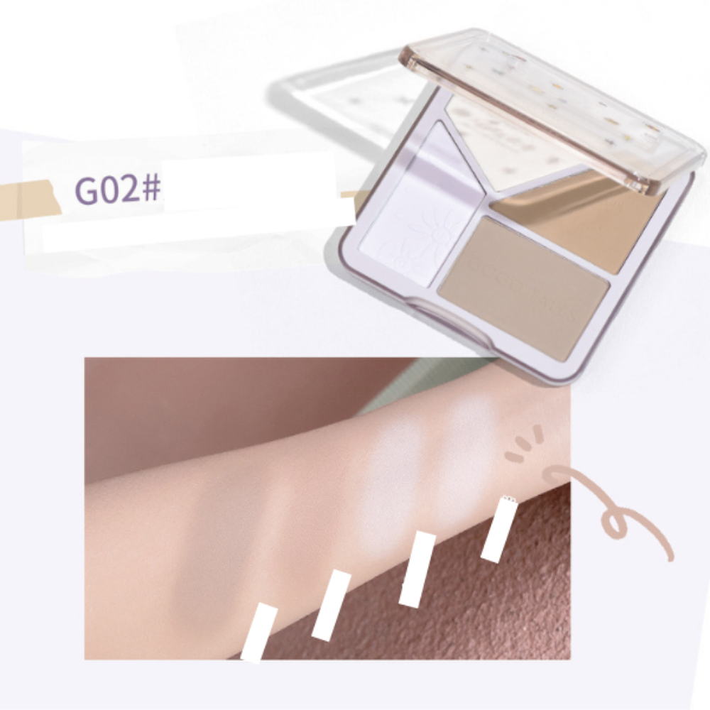 Bảng tạo khối và bắt sáng 3 ô GOGO TALES The Sunset GT431 13.5g chất phấn mềm mịn kích thước nhỏ gọn