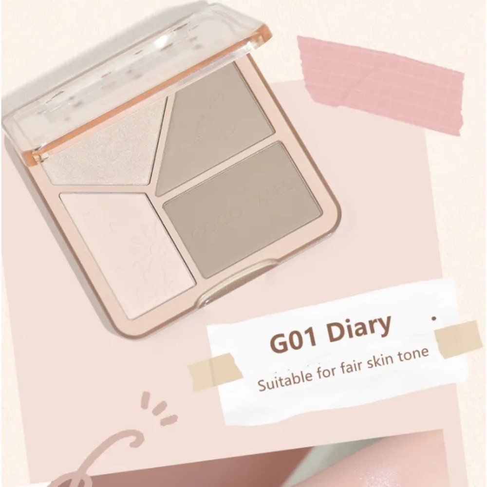 Bảng tạo khối và bắt sáng 3 ô GOGO TALES The Sunset GT431 13.5g chất phấn mềm mịn kích thước nhỏ gọn