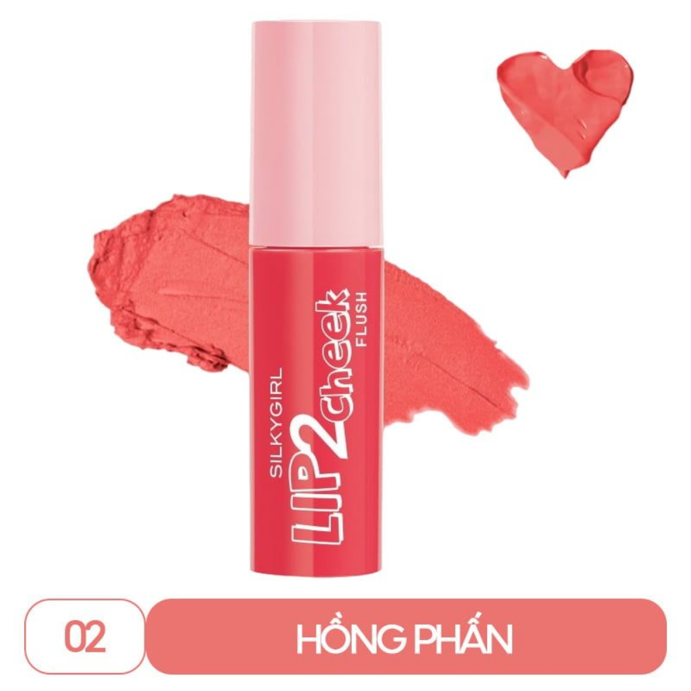Son kem lì 2In1 Silkygirl Lip 2 Cheek Flush 3.8ml mềm mịn lâu trôi Thái Lan