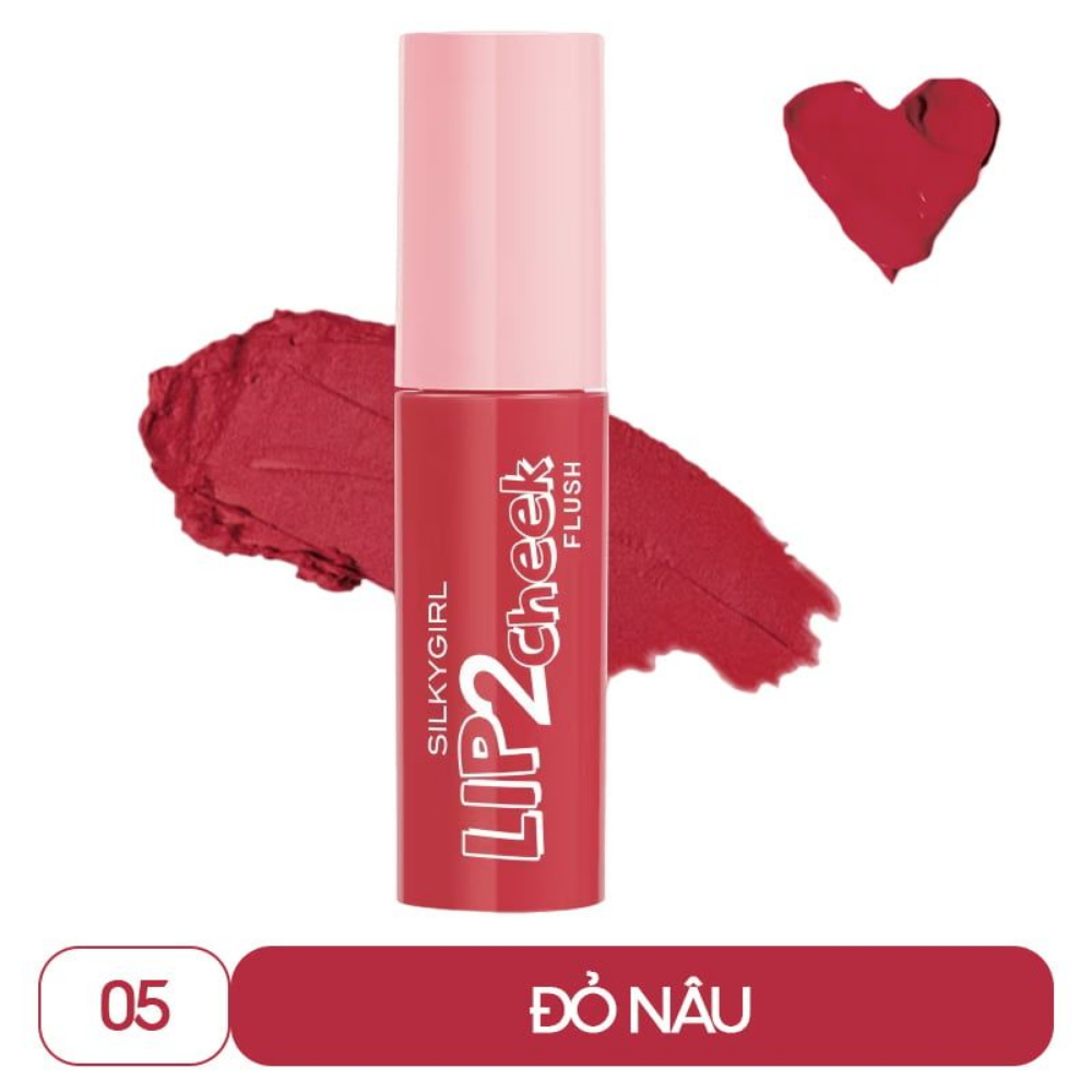 Son kem lì 2In1 Silkygirl Lip 2 Cheek Flush 3.8ml mềm mịn lâu trôi Thái Lan