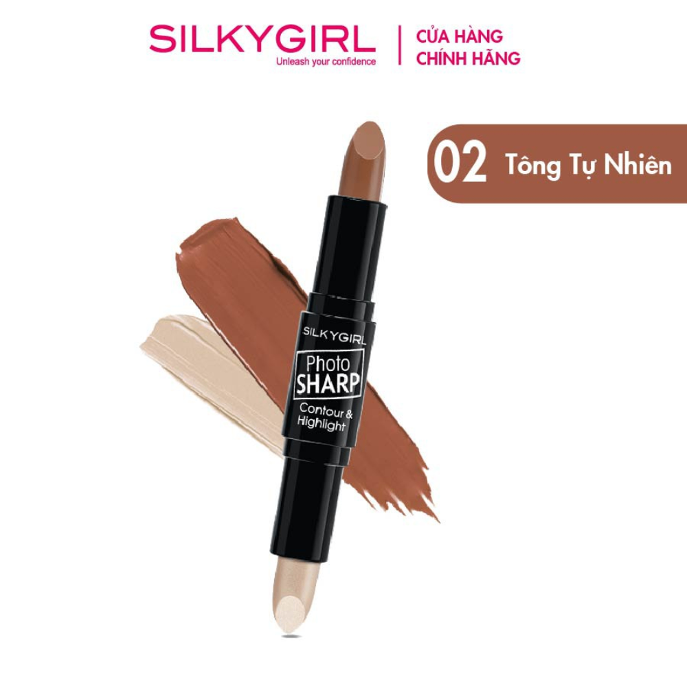 Bút tạo khối 2 đầu SilkyGirl Photo Sharp Contour & Higglight 8g tạo hiệu ứng bắt sáng cho khuôn mặt