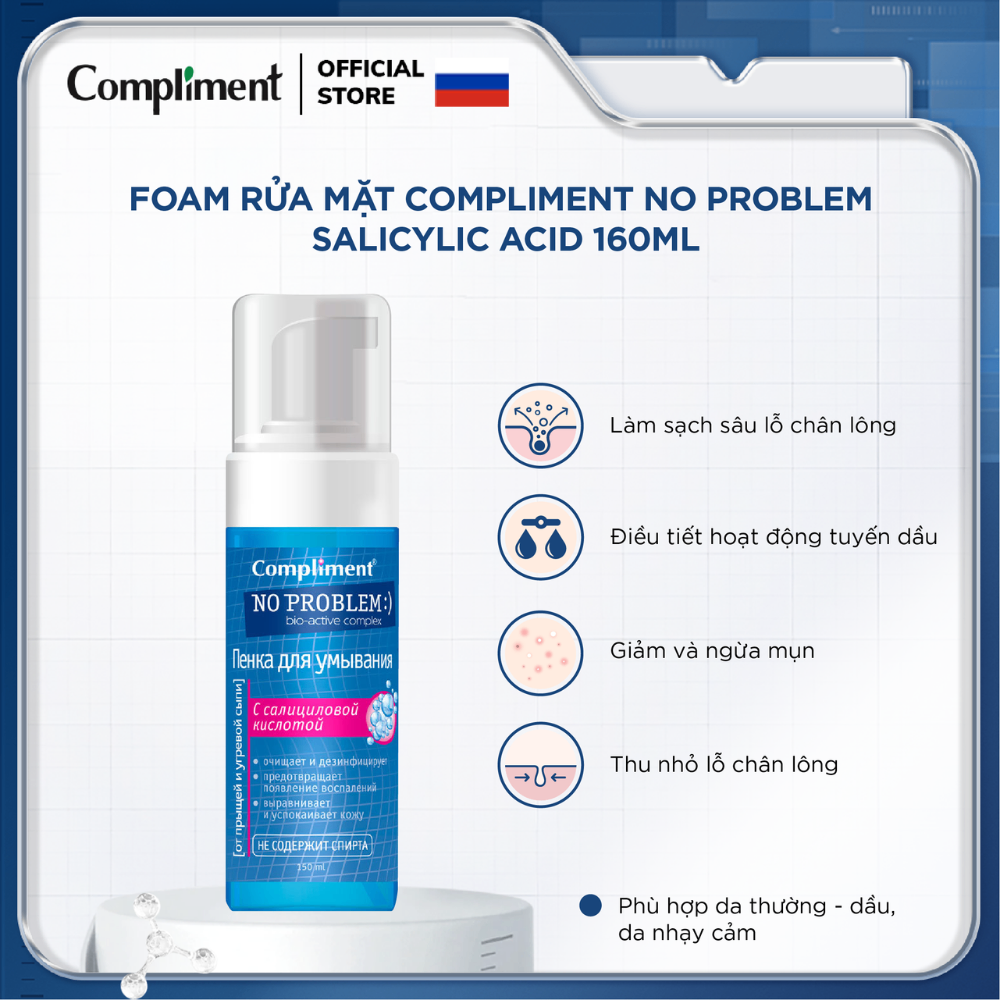 Sữa rửa mặt tạo bọt Compliment tràm trà 160ml dành cho da nhạy cảm và da dầu