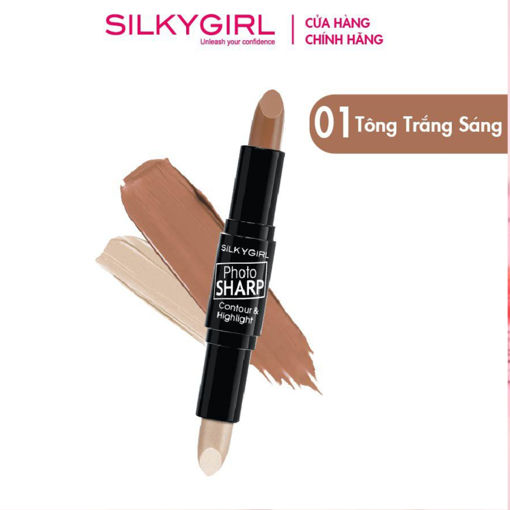 Bút tạo khối 2 đầu SilkyGirl Photo Sharp Contour & Higglight 8g tạo hiệu ứng bắt sáng cho khuôn mặt
