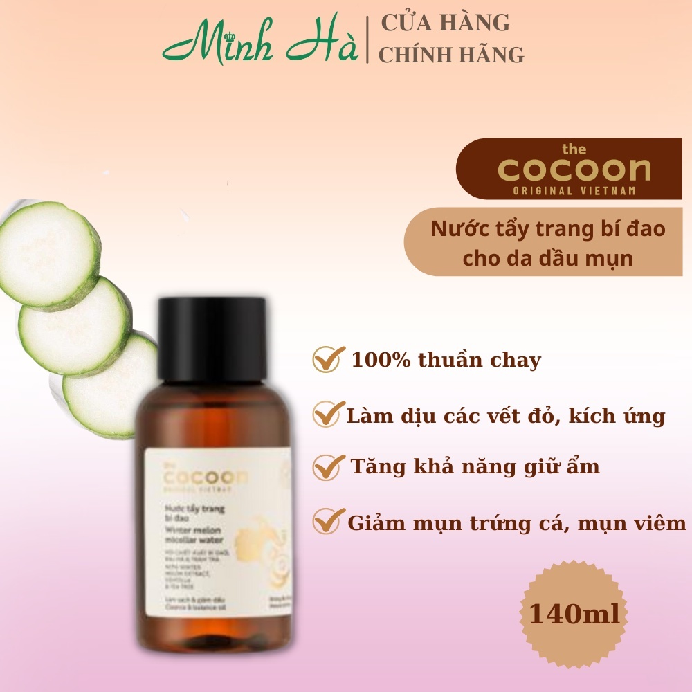 Nước tẩy trang bí đao Cocoon Winter Melon Micellar Water 500ml không cồn dành cho da dầu mụn