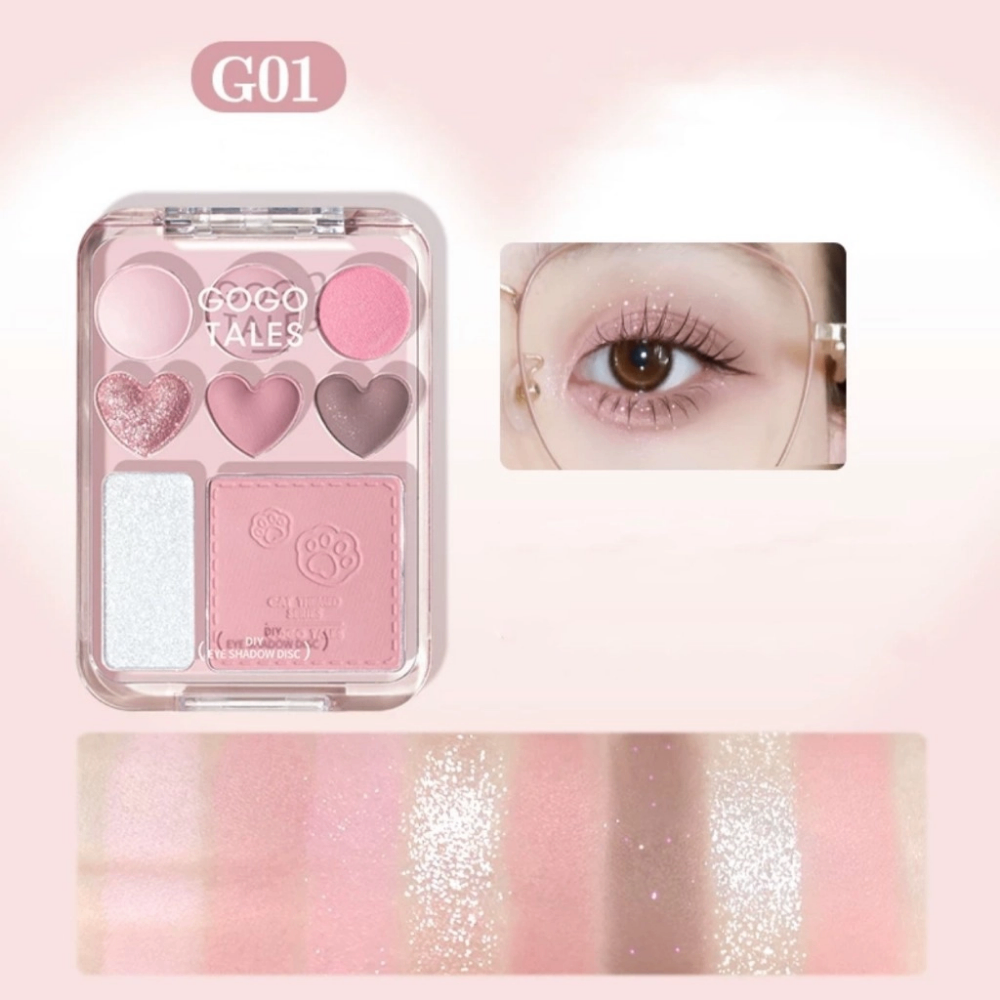 Bảng phấn mắt 3in1 Gogo Tales mắt má nhũ GT609 9.5g trái tim ngọt ngào