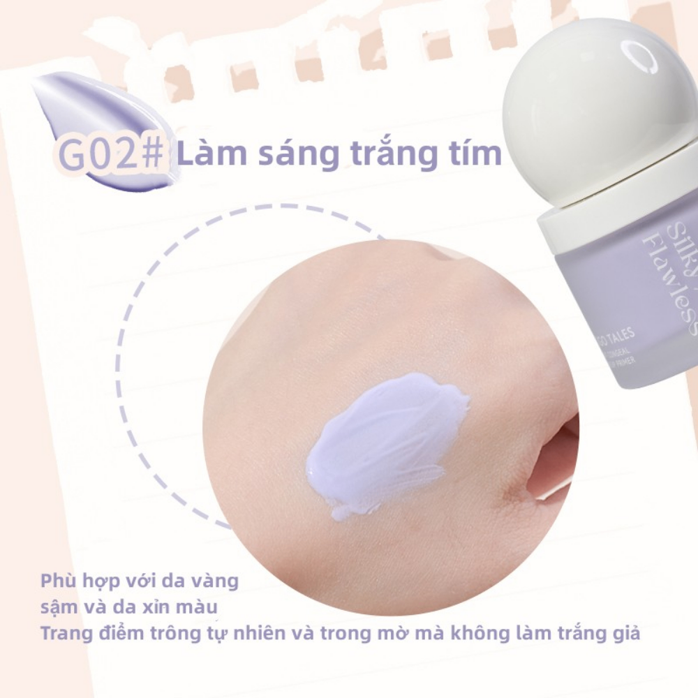 Kem lót Gogo Tales Small Ice Ball Light GT450 #G02 Purple 35g chất kem mịn nhẹ dễ tán thấm nhanh trên da