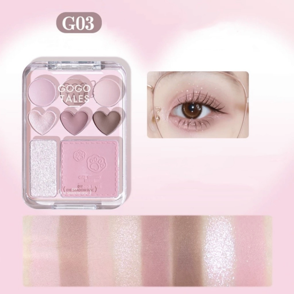 Bảng phấn mắt 3in1 Gogo Tales mắt má nhũ GT609 9.5g trái tim ngọt ngào