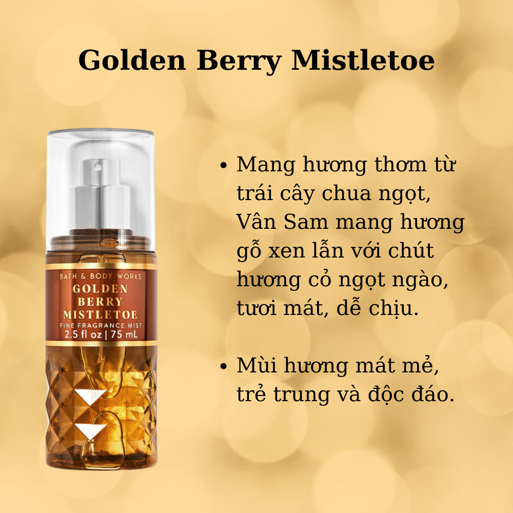 Xịt thơm body Bath & Body Works 75ml xịt thơm toàn thân đa dạng mùi hương phù hợp mọi lứa tuổi