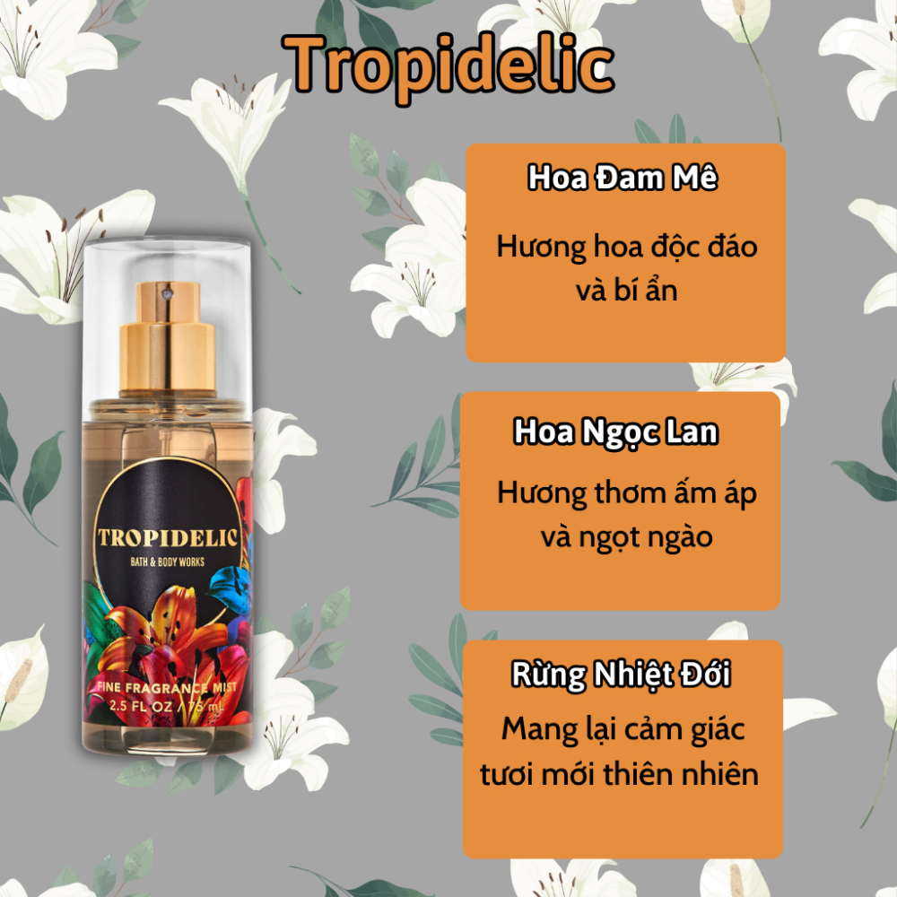 Xịt thơm body Bath & Body Works 75ml xịt thơm toàn thân đa dạng mùi hương phù hợp mọi lứa tuổi