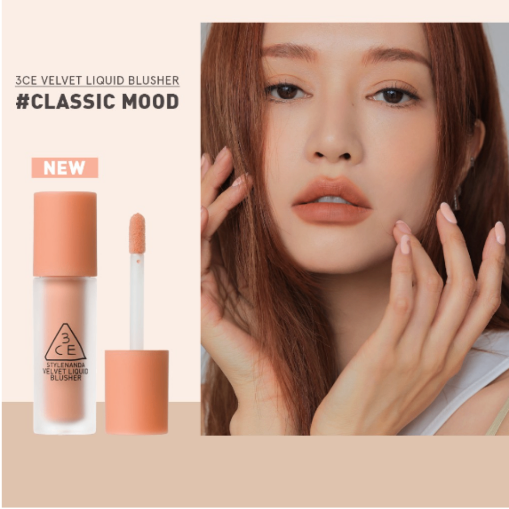 Má hồng dạng kem 3CE Velvet/Sheer Liquid Blusher 3g bền màu lâu trôi