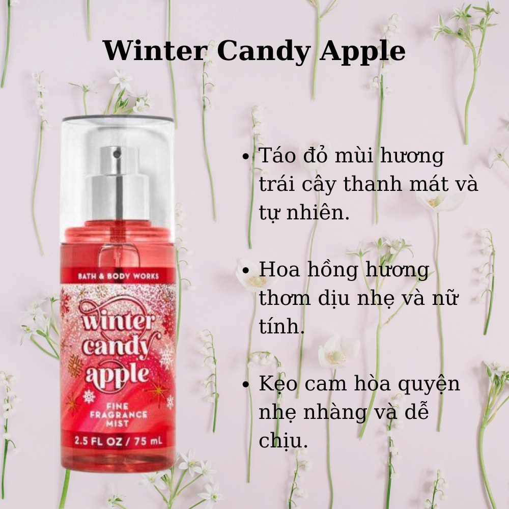 Xịt thơm body Bath & Body Works 75ml xịt thơm toàn thân đa dạng mùi hương phù hợp mọi lứa tuổi