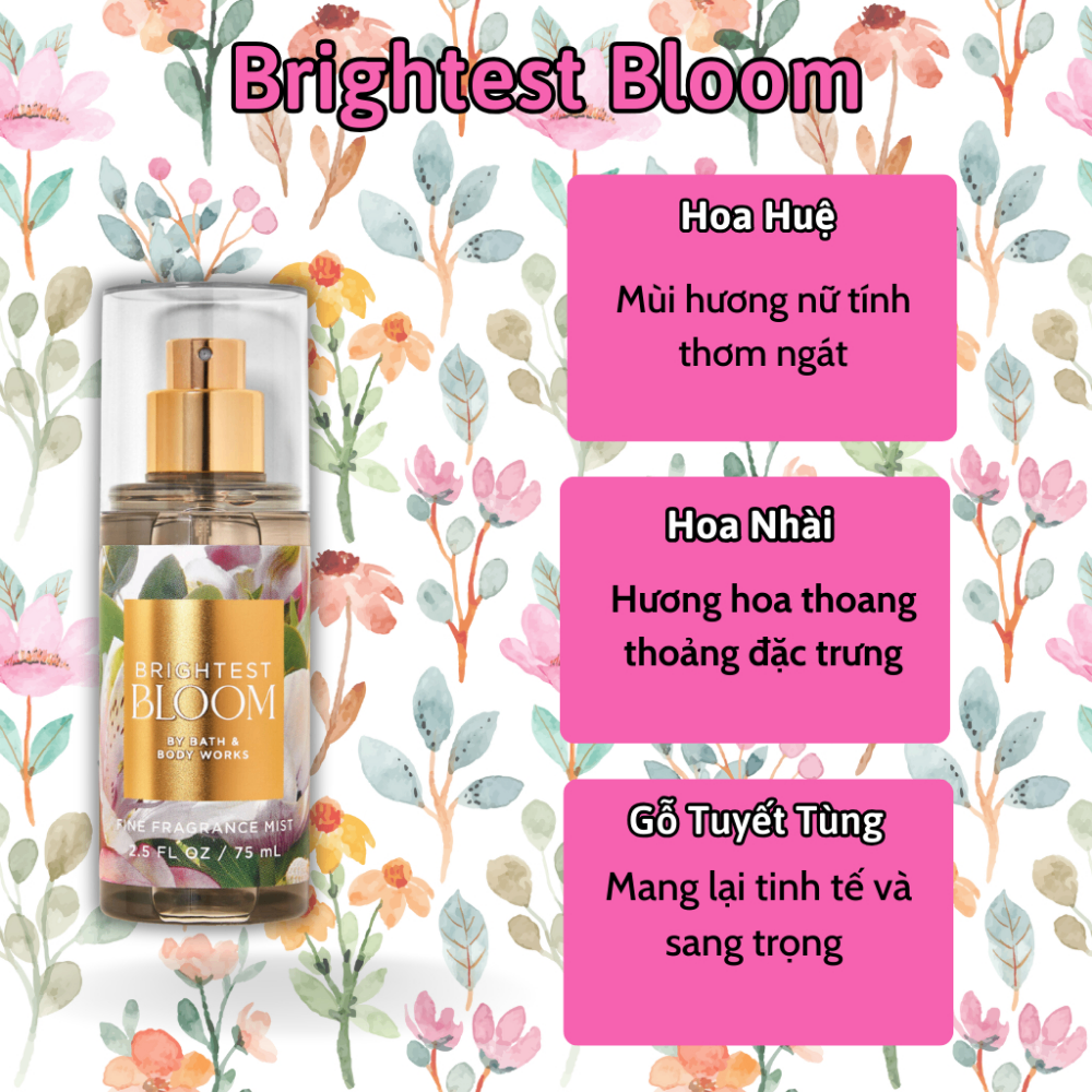 Xịt thơm body Bath & Body Works 75ml xịt thơm toàn thân đa dạng mùi hương phù hợp mọi lứa tuổi