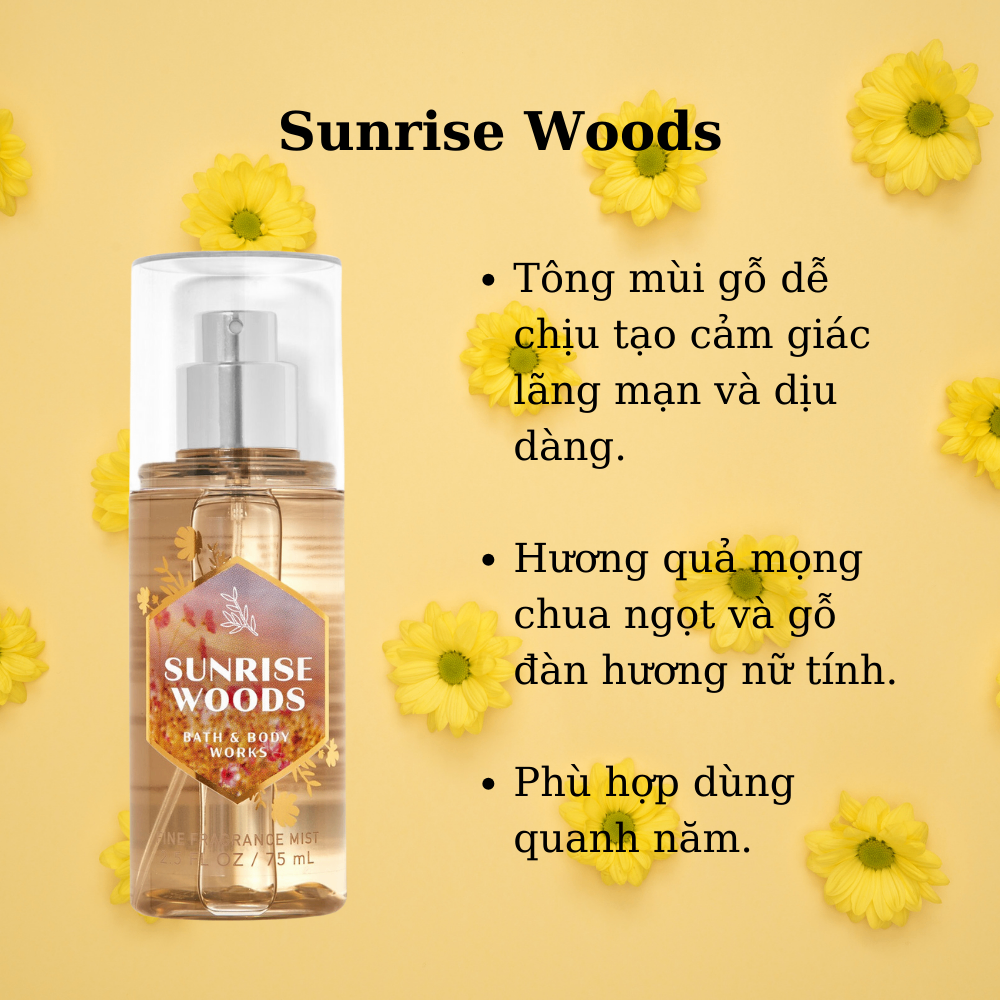 Xịt thơm body Bath & Body Works 75ml xịt thơm toàn thân đa dạng mùi hương phù hợp mọi lứa tuổi