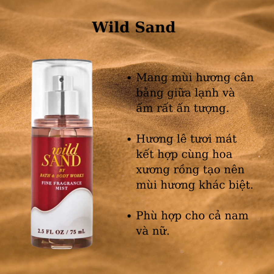 Xịt thơm body Bath & Body Works 75ml xịt thơm toàn thân đa dạng mùi hương phù hợp mọi lứa tuổi